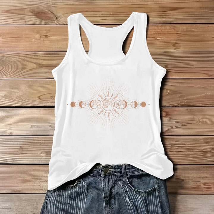 Débardeur sans manches à col ras du cou et motif phases de lune mystiques célestes Olivenorma pour femme - Blanc - 3XL - image 6