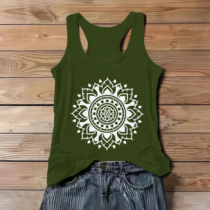 Débardeur fluide pour femme Olivenorma Boho Mandala - Vert - 3XL - image 9