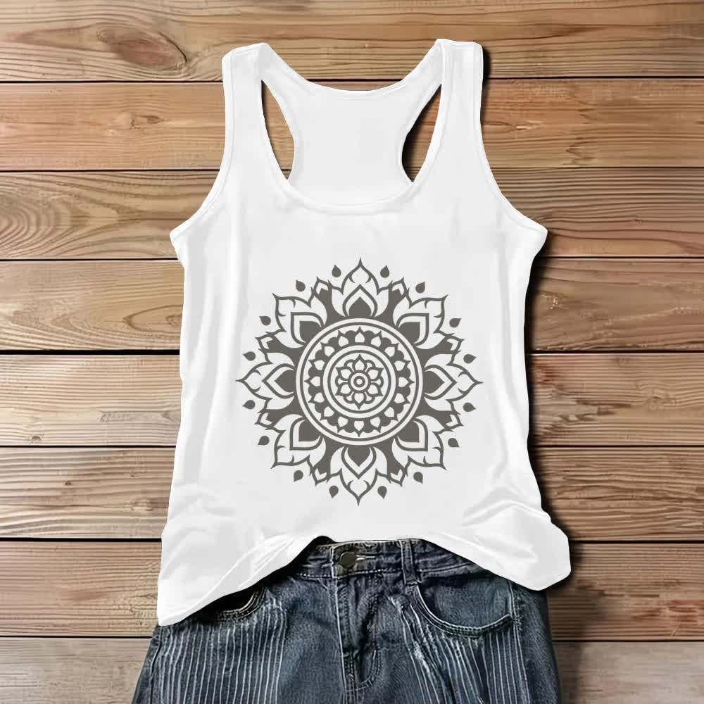 Débardeur fluide pour femme Olivenorma Boho Mandala - Blanc - 3XL - image 3