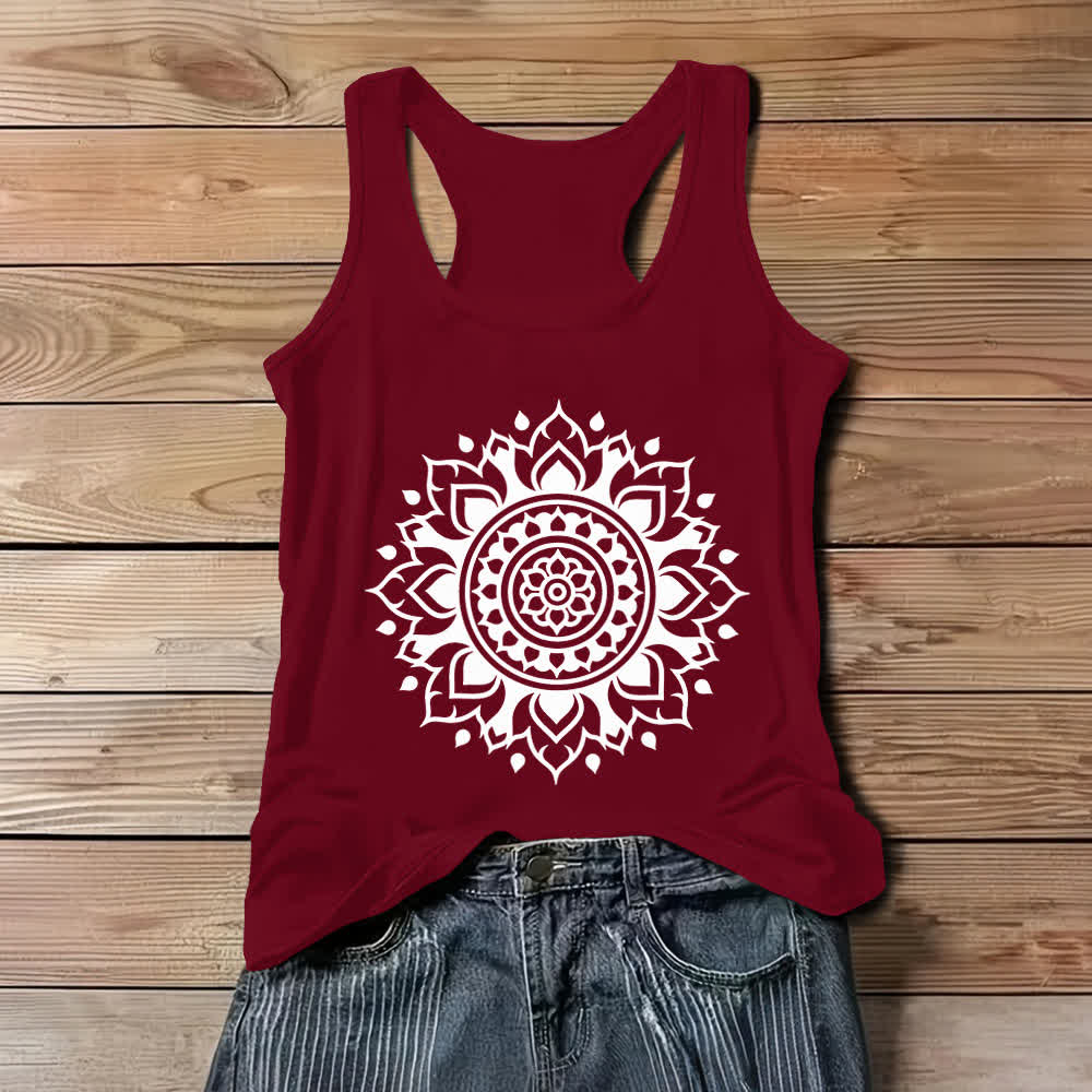 Débardeur fluide pour femme Olivenorma Boho Mandala - Rouge - 3XL - image 7