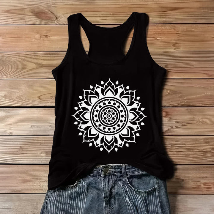 Débardeur fluide pour femme Olivenorma Boho Mandala - Noir - 3XL - image 4