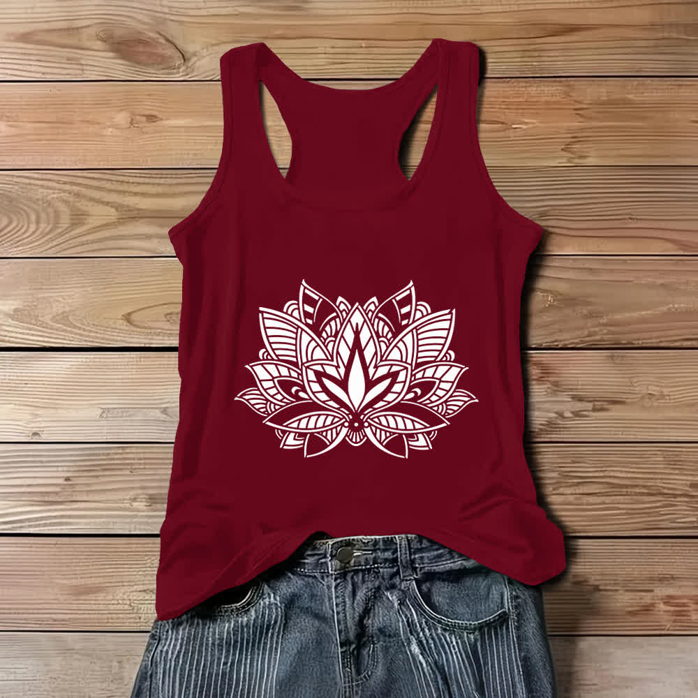 Débardeur Olivenorma Lotus Flower Yoga Mandala - Rouge - 3XL - image 1