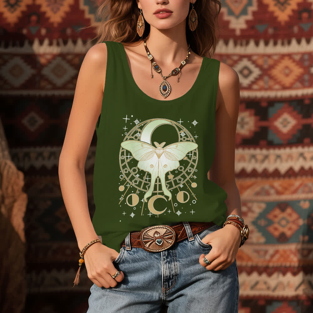 Débardeur Boho Olivenorma à motif de papillon de nuit et phases de lune célestes - image 10