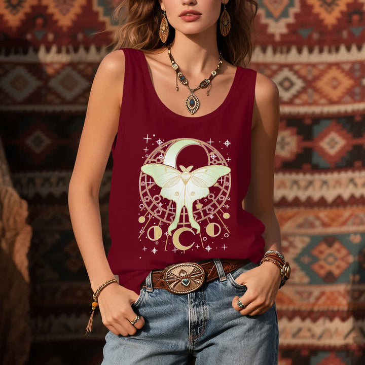 Débardeur Boho Olivenorma à motif de papillon de nuit et phases de lune célestes - image 7