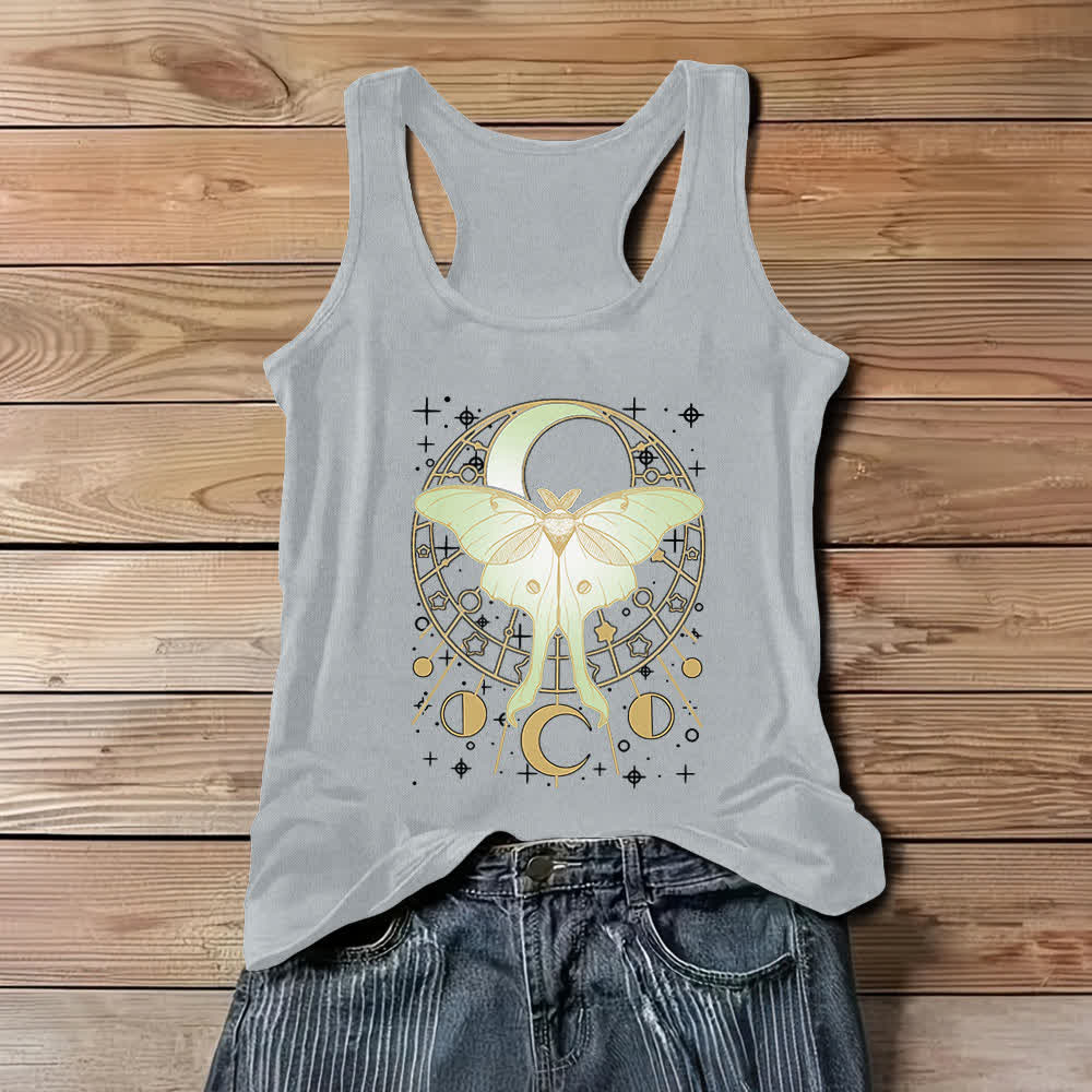 Débardeur Boho Olivenorma à motif de papillon de nuit et phases de lune célestes - Gris - 3XL - image 5