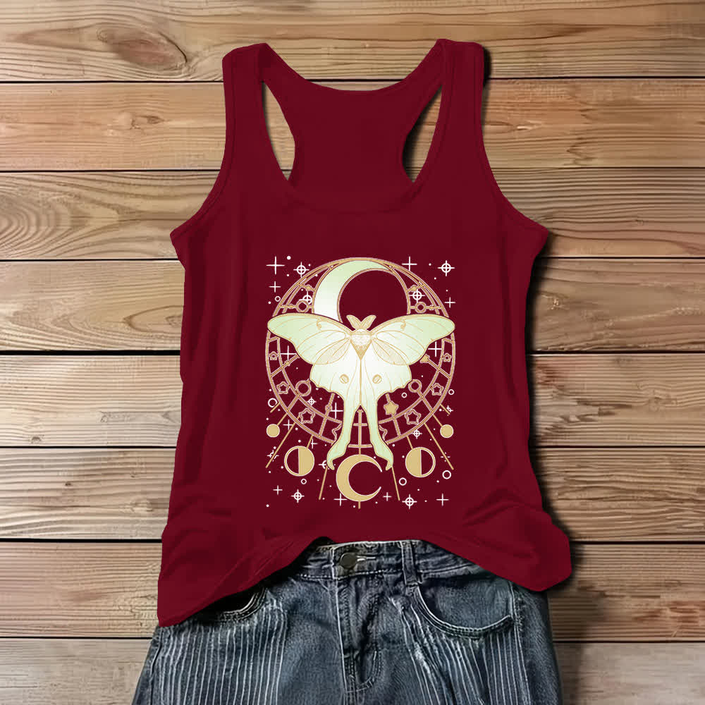 Débardeur Boho Olivenorma à motif de papillon de nuit et phases de lune célestes - Rouge - 3XL - image 7