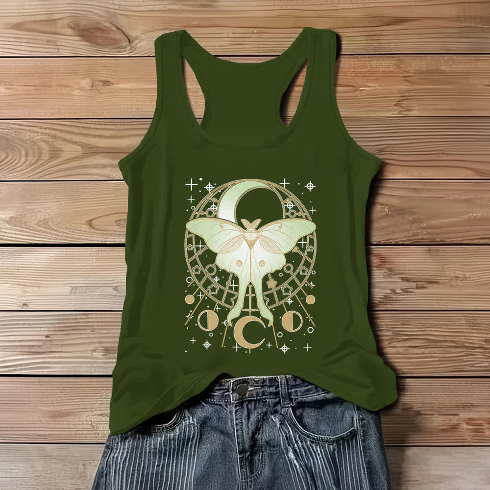 Débardeur Boho Olivenorma à motif de papillon de nuit et phases de lune célestes - Vert - 3XL - image 9