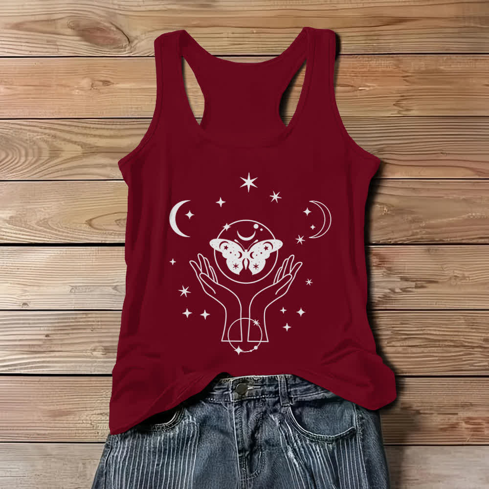 Débardeur Olivenorma Papillon céleste Lunaire Mains en prière - Rouge - 3XL - image 9