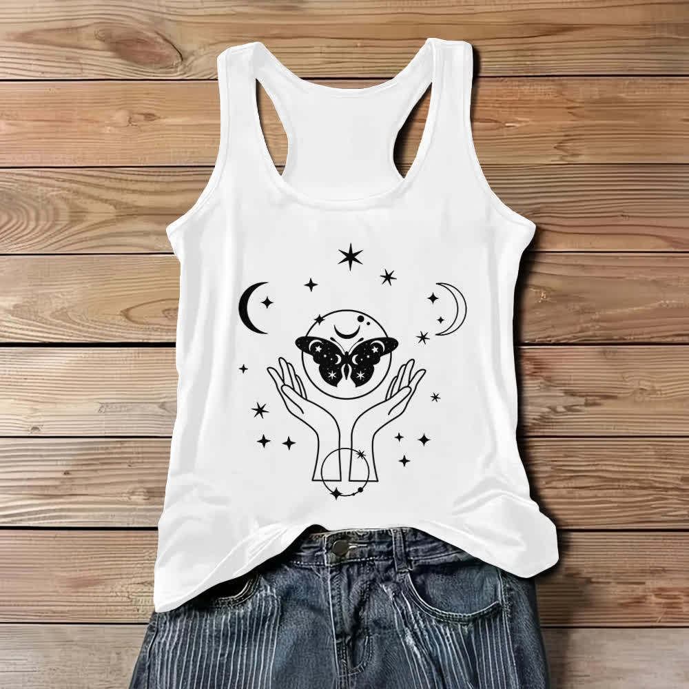 Débardeur Olivenorma Papillon céleste Lunaire Mains en prière - Blanc - 3XL - image 2