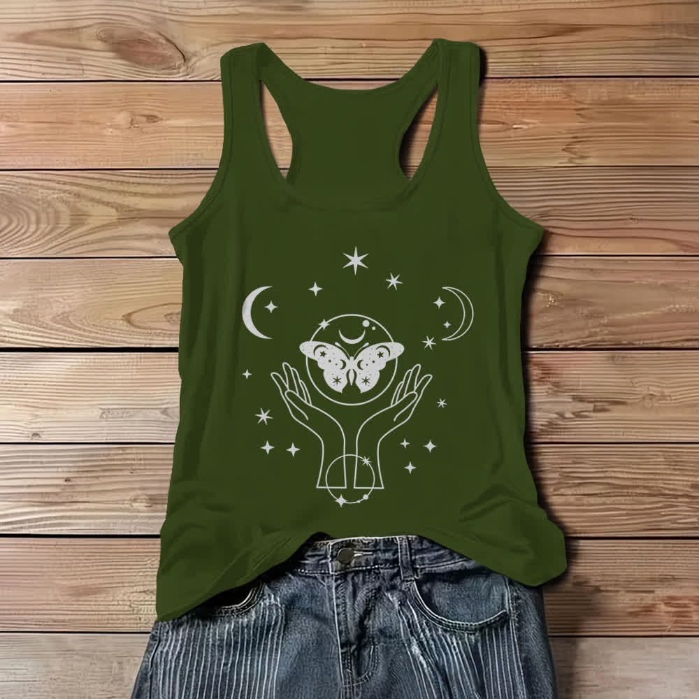 Débardeur Olivenorma Papillon céleste Lunaire Mains en prière - Vert - 3XL - image 1