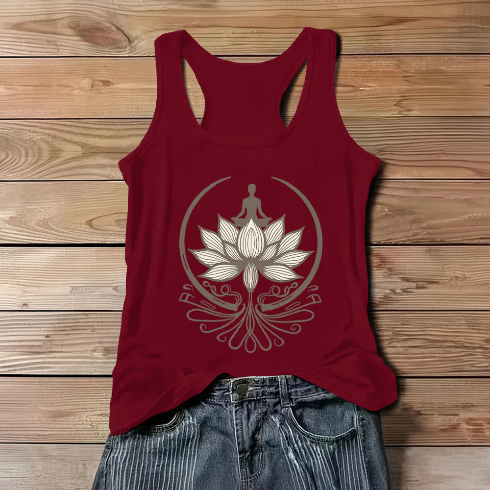 Débardeur Olivenorma à col ras du cou pour méditation Lotus - Rouge - 3XL - image 6