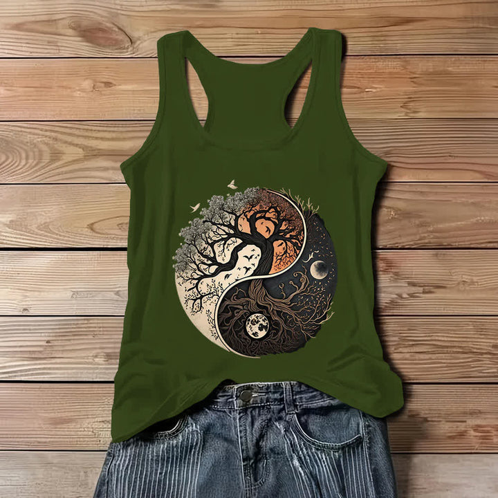 Débardeur sans manches imprimé arbre Yin Yang Olivenorma - Vert - 3XL - image 9