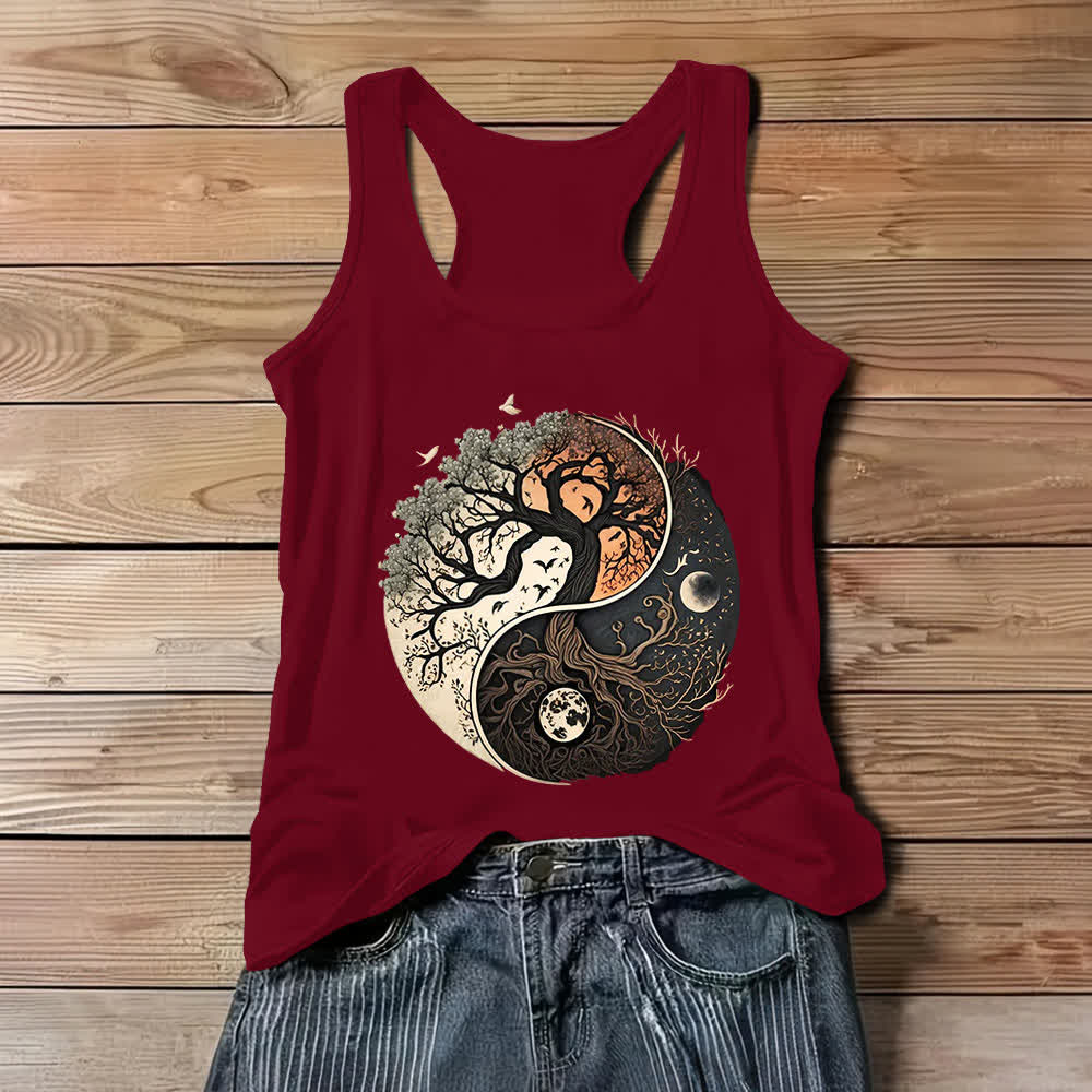 Débardeur sans manches imprimé arbre Yin Yang Olivenorma - Rouge - 3XL - image 7