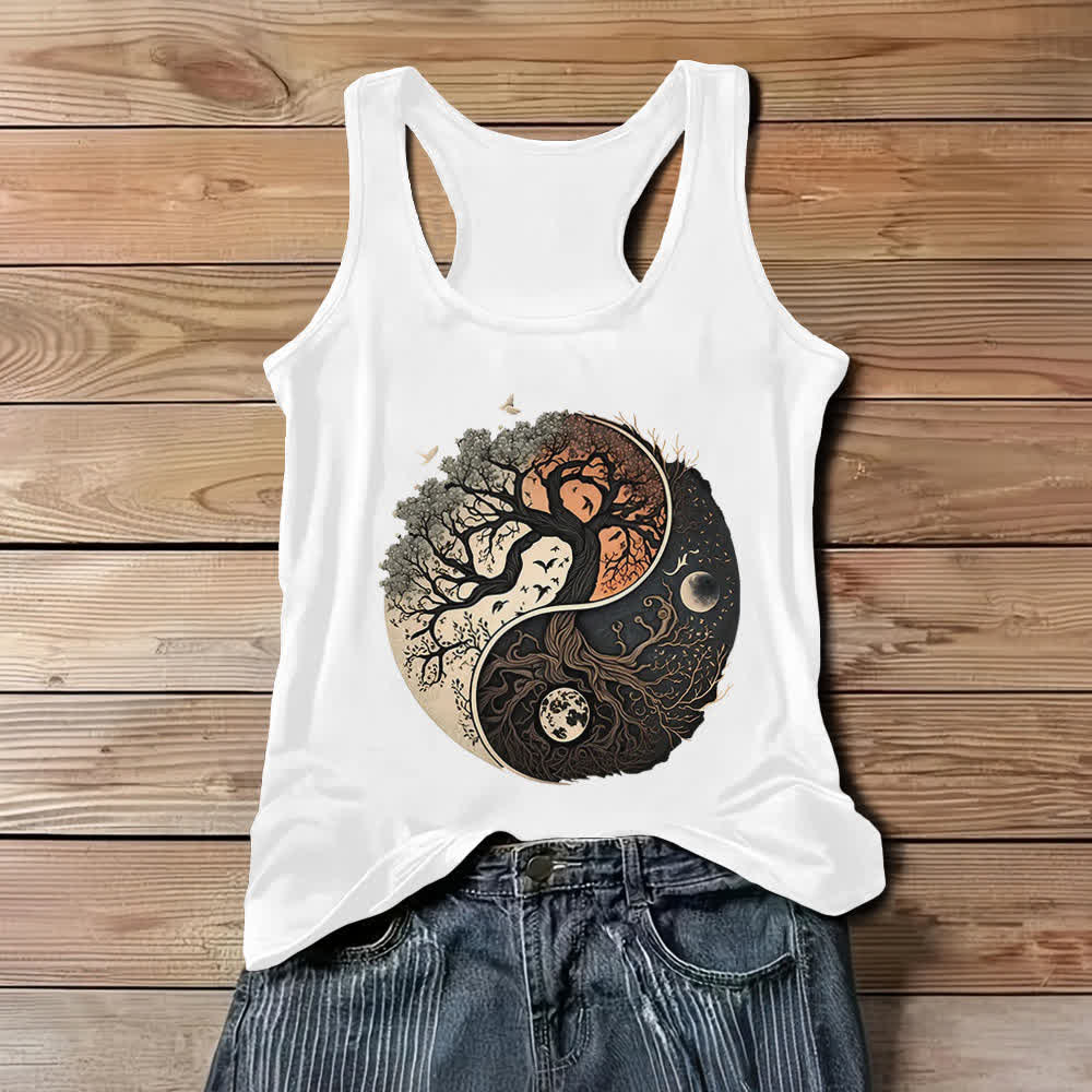 Débardeur sans manches imprimé arbre Yin Yang Olivenorma - Blanc - 3XL - image 2