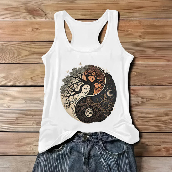 Débardeur sans manches imprimé arbre Yin Yang Olivenorma - Blanc - 3XL - image 2