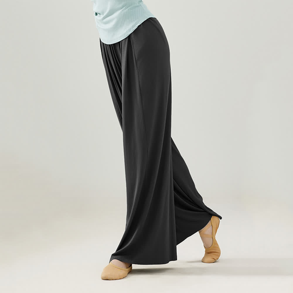 Pantalon droit drapé confortable en modal Olivenorma pour le yoga et la danse - Noir - 2XL - image 23