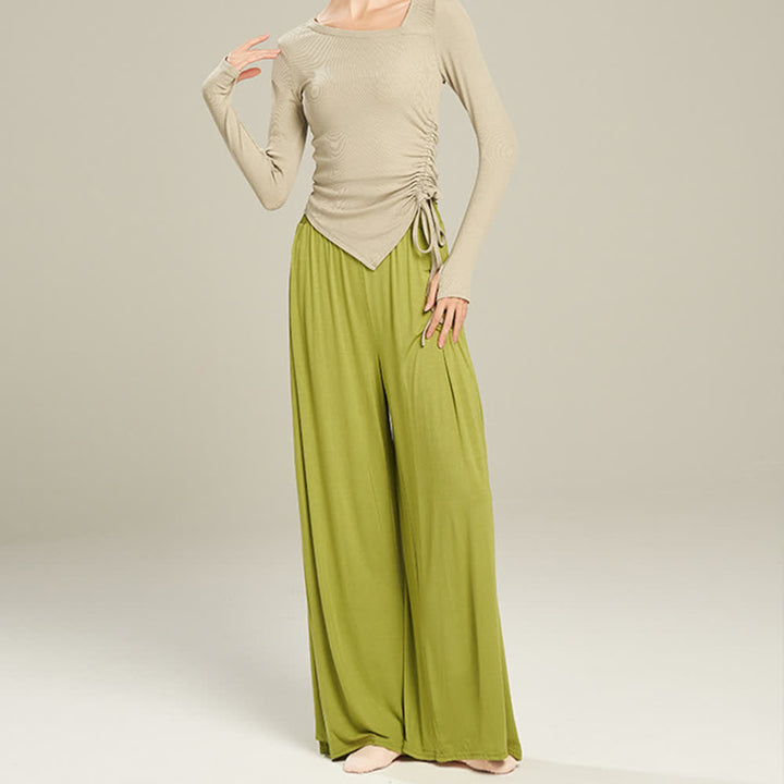 Pantalon droit drapé confortable en modal Olivenorma pour le yoga et la danse - image 4