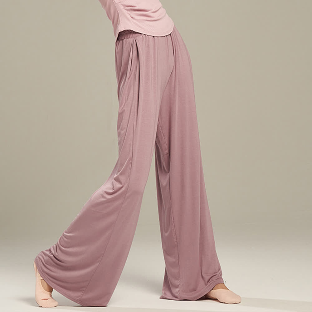 Pantalon droit drapé confortable en modal Olivenorma pour le yoga et la danse - image 9