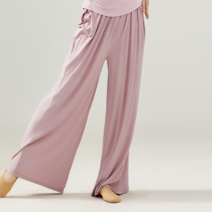 Pantalon droit drapé confortable en modal Olivenorma pour le yoga et la danse - Rose Lotus - 2XL - image 8