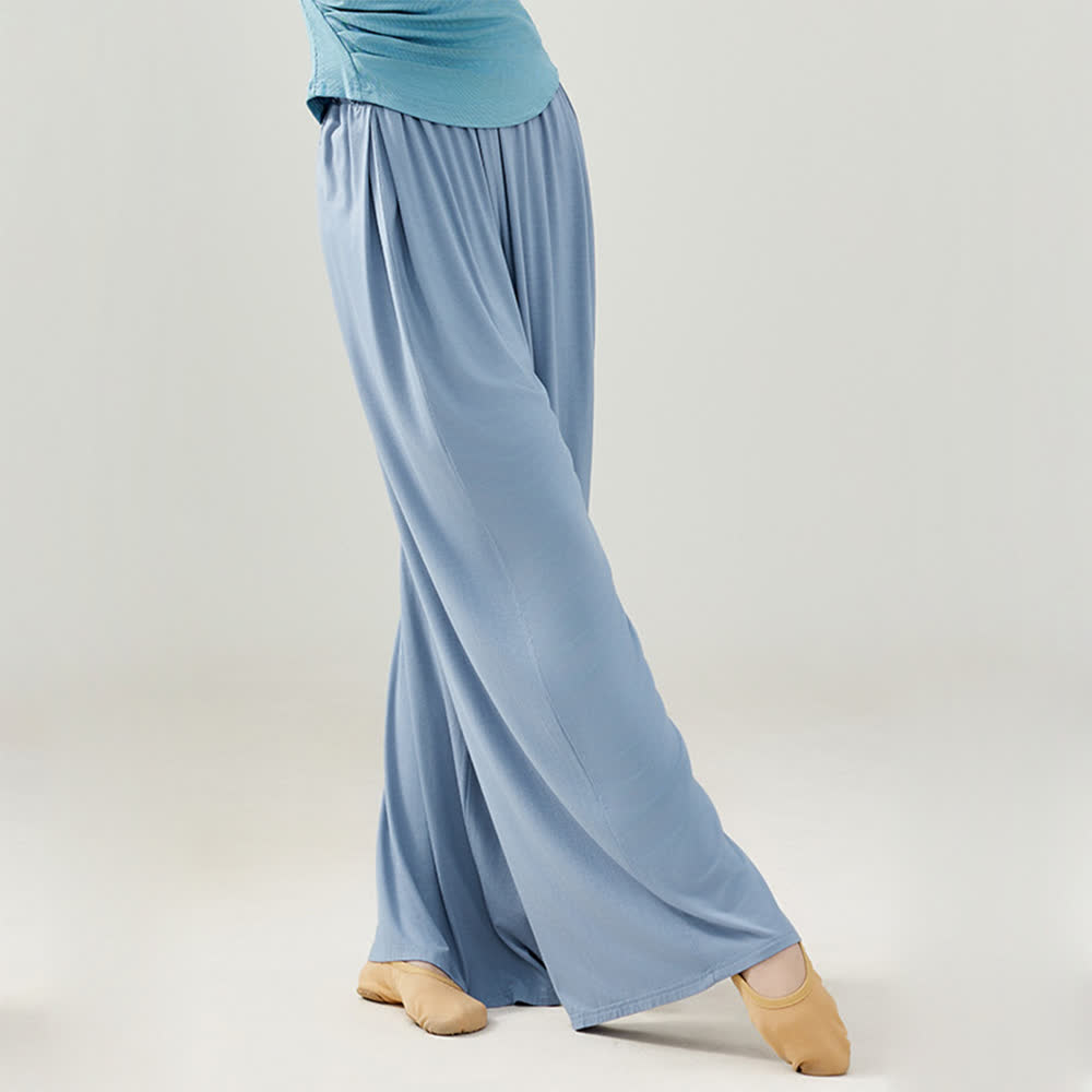 Pantalon droit drapé confortable en modal Olivenorma pour le yoga et la danse - Bleu - 2XL - image 7