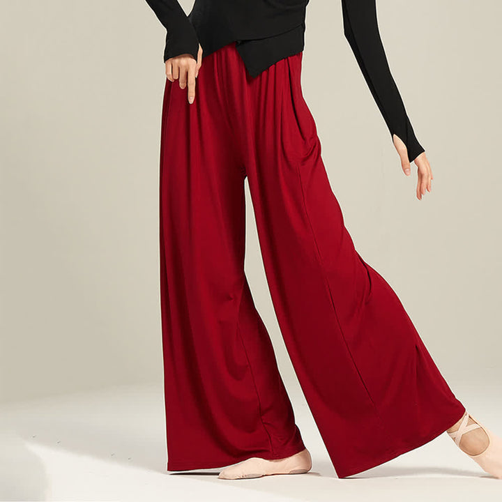 Pantalon droit drapé confortable en modal Olivenorma pour le yoga et la danse - image 19