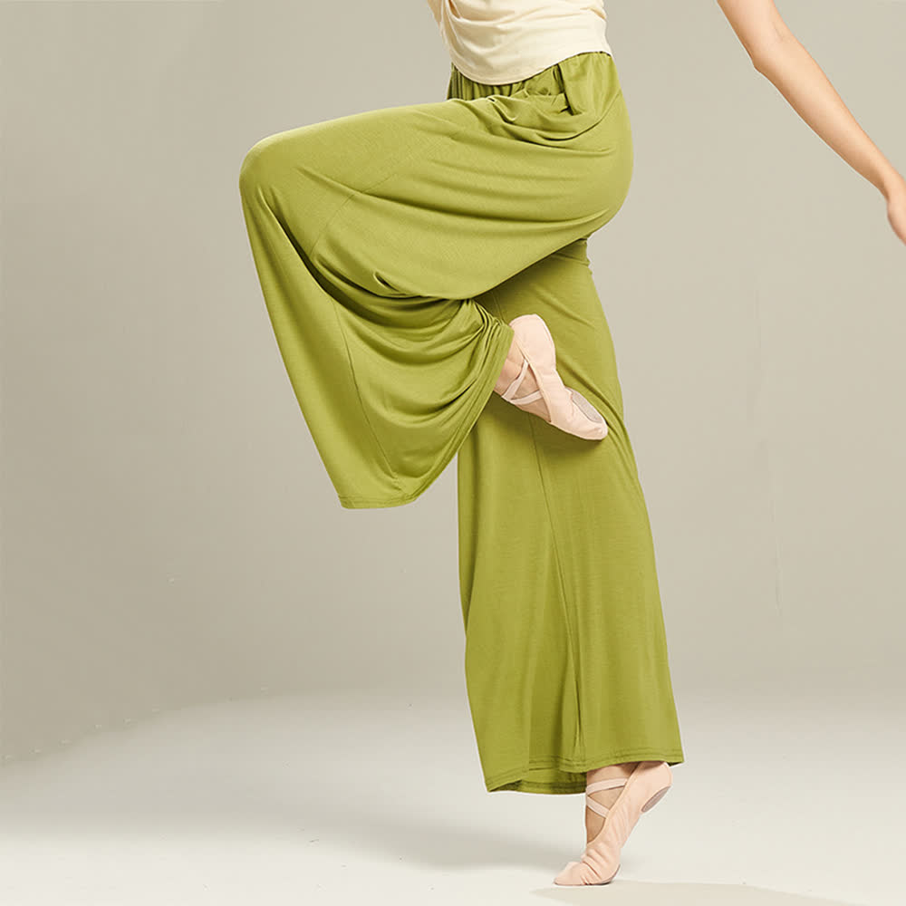 Pantalon droit drapé confortable en modal Olivenorma pour le yoga et la danse - image 1