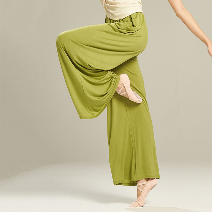 Pantalon droit drapé confortable en modal Olivenorma pour le yoga et la danse - image 1