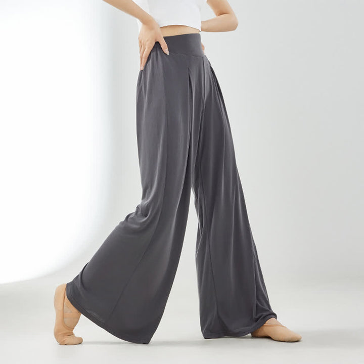 Pantalon large drapé en rayonne cuprammonium et yoga Olivenorma - Gris - XL - image 2