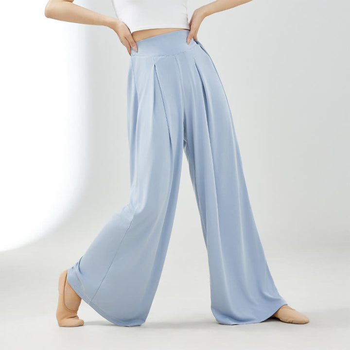Pantalon large drapé en rayonne cuprammonium et yoga Olivenorma - Bleu - XL - image 5
