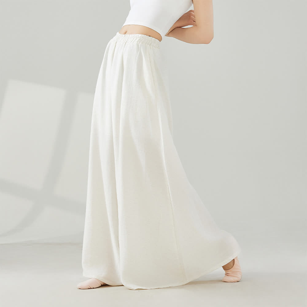 Pantalon de yoga évasé à jambes larges en viscose drapée Olivenorma - Blanc - Taille unique - image 0