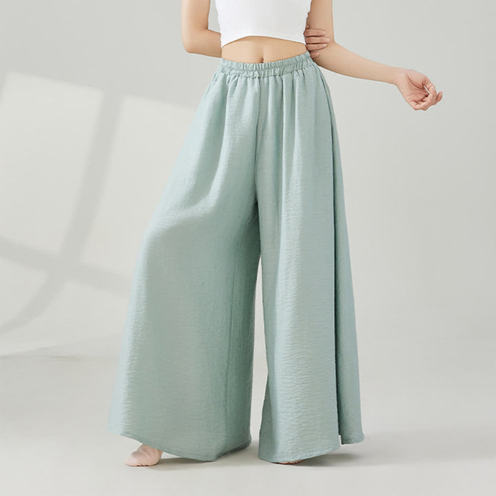 Pantalon de yoga évasé à jambes larges en viscose drapée Olivenorma - Vert - Taille unique - image 10