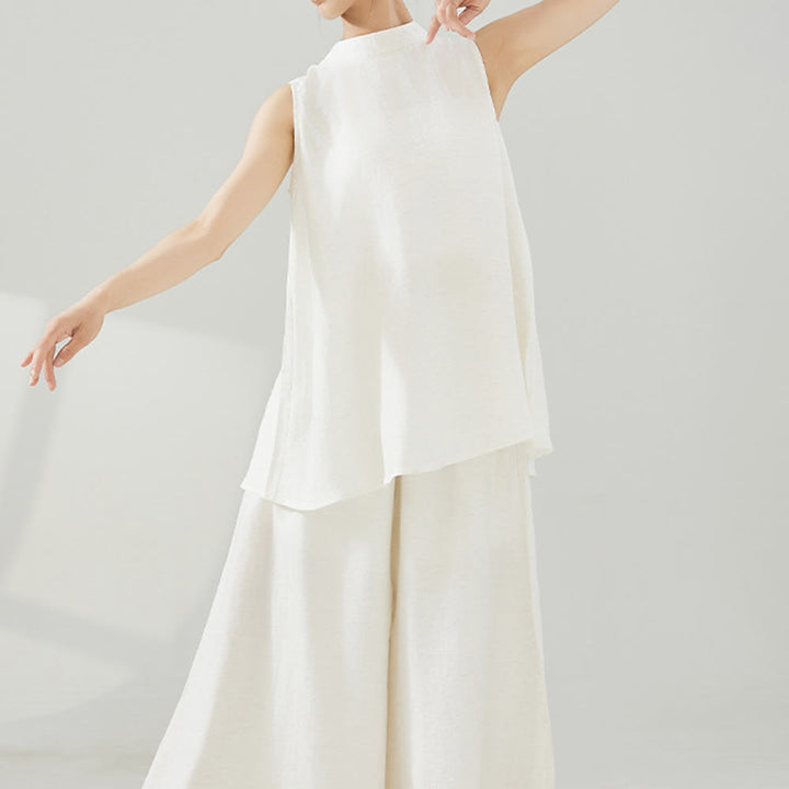 Pantalon de yoga évasé à jambes larges en viscose drapée Olivenorma - image 3