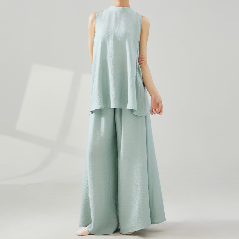 Pantalon de yoga évasé à jambes larges en viscose drapée Olivenorma - image 12