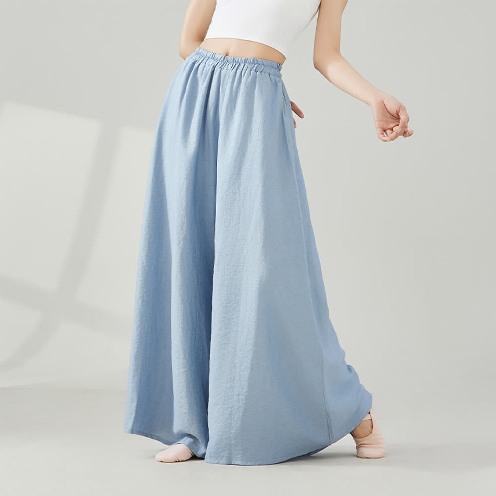 Pantalon de yoga évasé à jambes larges en viscose drapée Olivenorma - Bleu - Taille unique - image 3