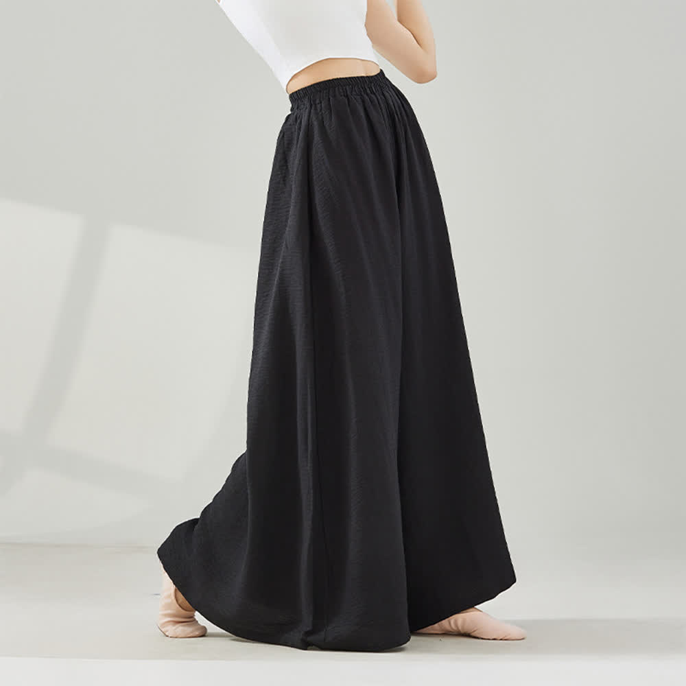 Pantalon de yoga évasé à jambes larges en viscose drapée Olivenorma - Noir - Taille unique - image 6