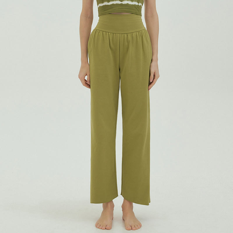 Pantalon de survêtement ample taille haute Olivenormafor, pantalon de yoga à jambes larges - JauneVert - L - image 35