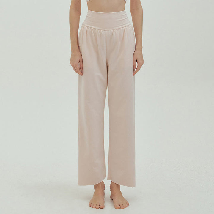 Pantalon de survêtement ample taille haute Olivenormafor, pantalon de yoga à jambes larges - FloralBlanc - L - image 30