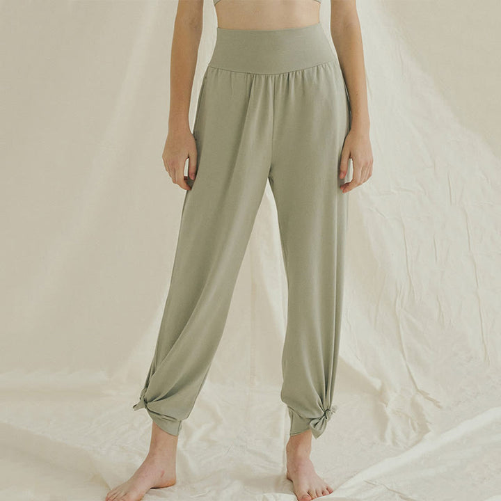 Pantalon de survêtement ample taille haute Olivenormafor, pantalon de yoga à jambes larges - Vert pâle - L - image 13