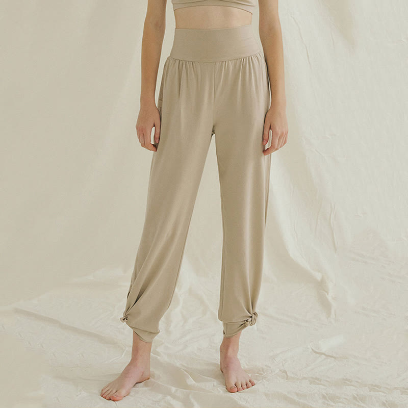 Pantalon de survêtement ample taille haute Olivenormafor, pantalon de yoga à jambes larges - Beige - L - image 19