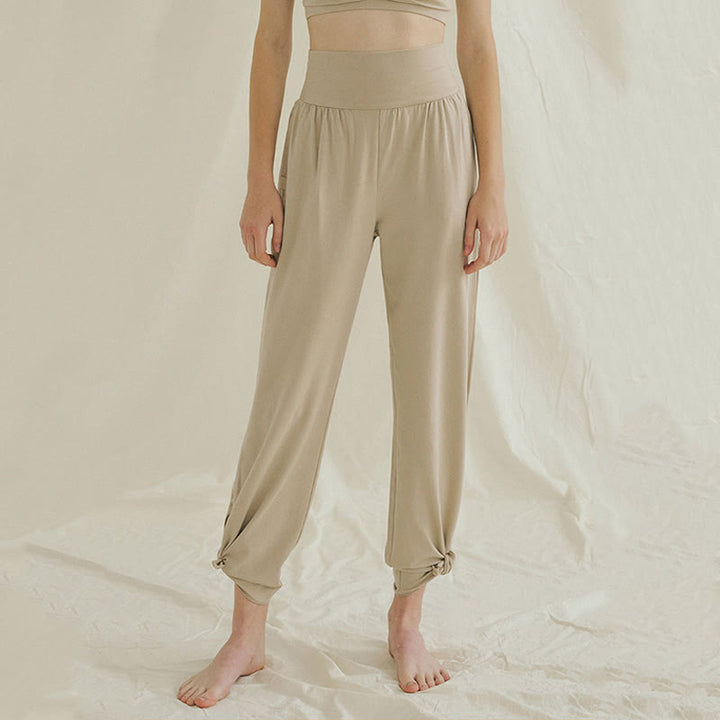 Pantalon de survêtement ample taille haute Olivenormafor, pantalon de yoga à jambes larges - Beige - L - image 19