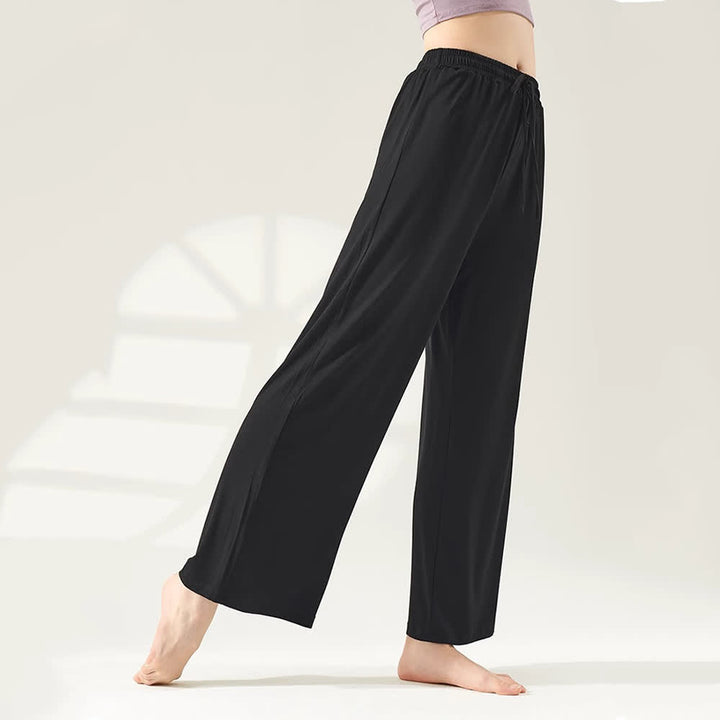 Pantalon de yoga Olivenorma Modal coupe droite et jambe large - Noir - XL - image 1