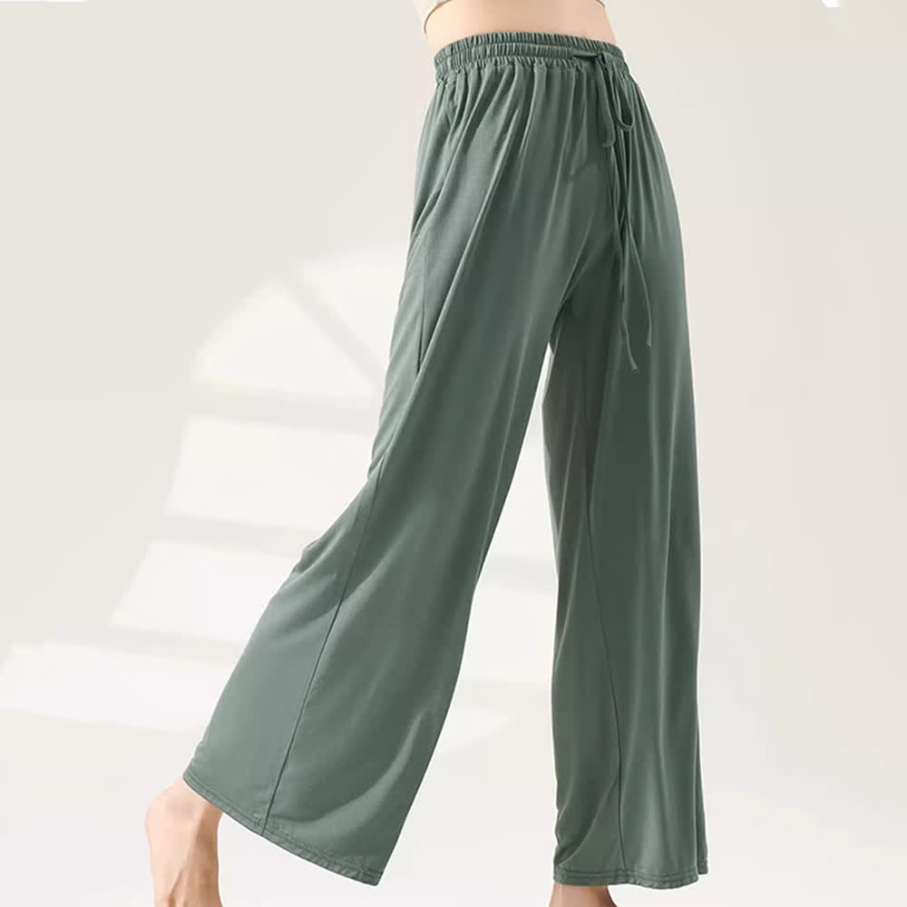 Pantalon de yoga Olivenorma Modal coupe droite et jambe large - Gris-Vert - XL - image 12