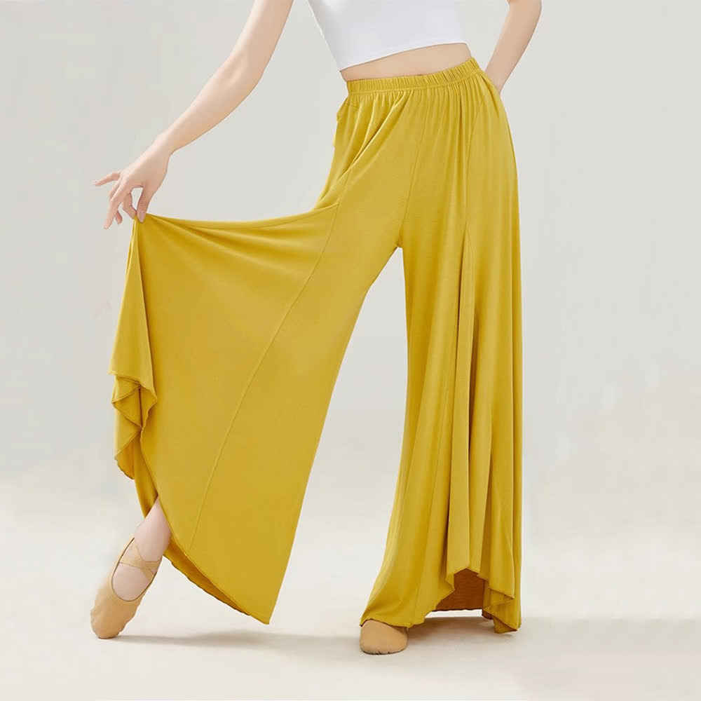 Pantalon de yoga ample et fluide à volants en modal Olivenorma - Jaune - XL - image 1