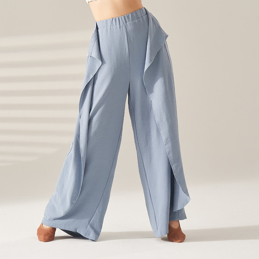Pantalon de yoga élastique fluide en polyester Olivenorma - Bleu - XL - image 2