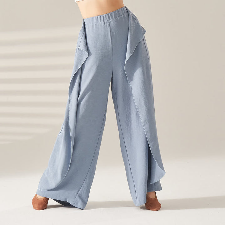Pantalon de yoga élastique fluide en polyester Olivenorma - Bleu - XL - image 3