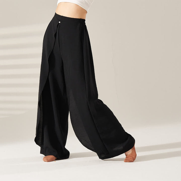 Pantalon de yoga élastique fluide en polyester Olivenorma - Noir - XL - image 8