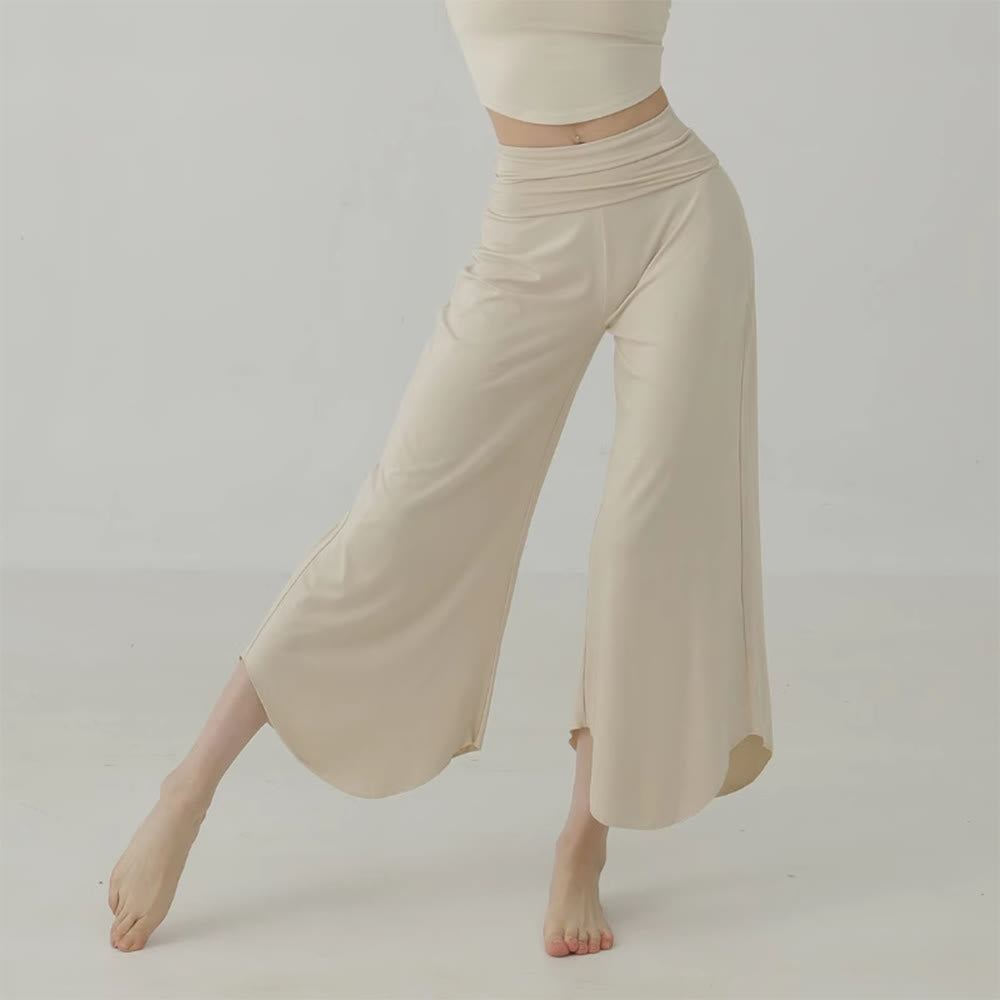 Pantalon de yoga évasé taille haute uni pour femme Olivenorma  - Crème - L - image 0