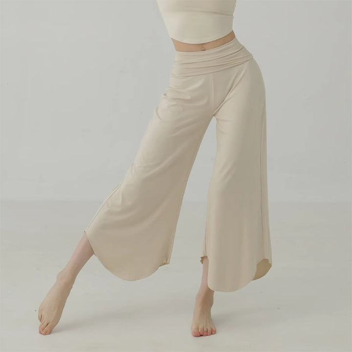 Pantalon de yoga évasé taille haute uni pour femme Olivenorma  - Crème - L - image 0