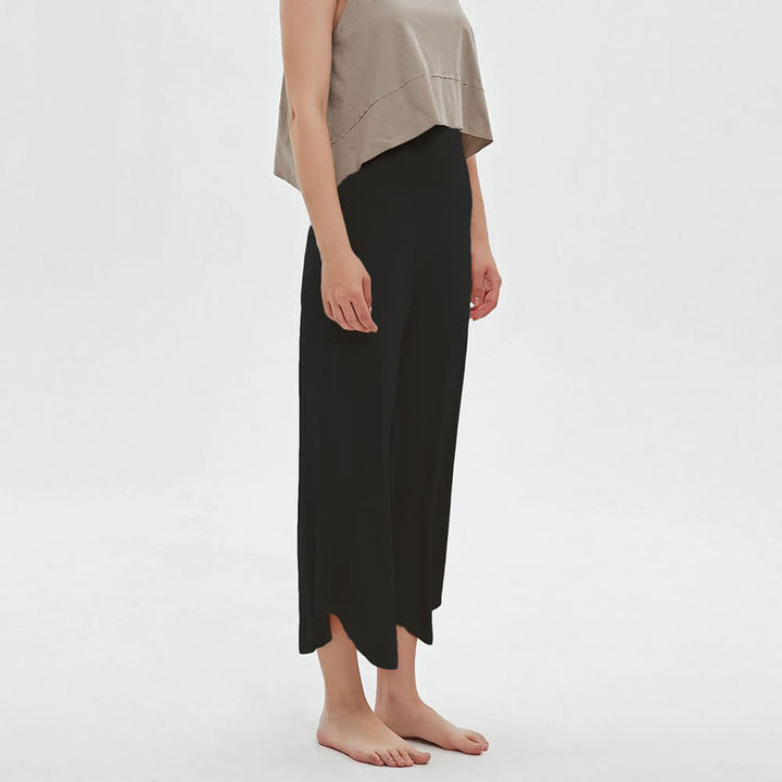 Pantalon de yoga ample et évasé taille haute couleur unie Olivenorma - Noir - L - image 9