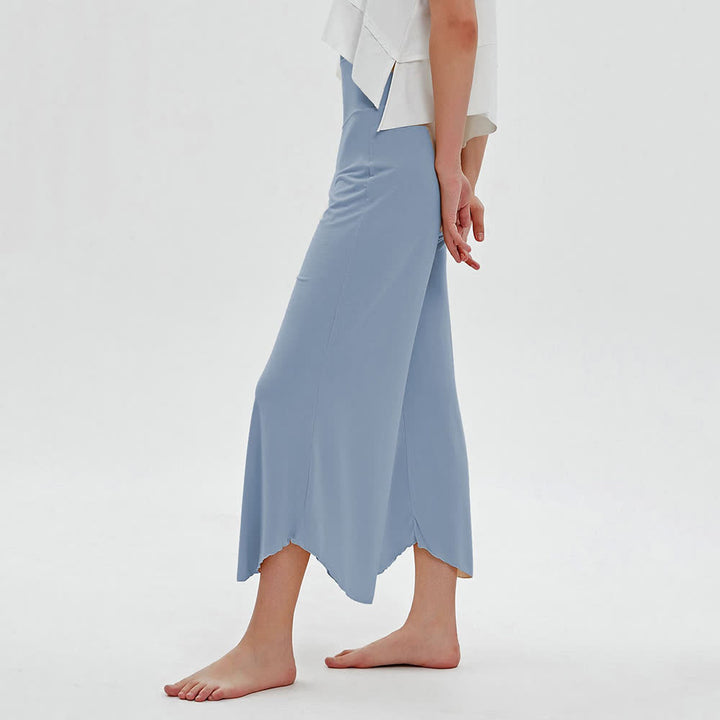 Pantalon de yoga ample et évasé taille haute couleur unie Olivenorma - Bleu - L - image 10